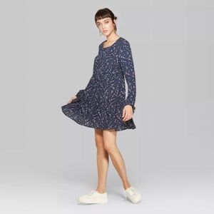 Wild Fable Navy Floral Swing Dress